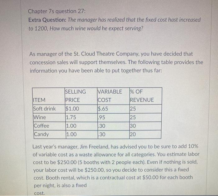 Chapter 7s question 27: Extra Question: The