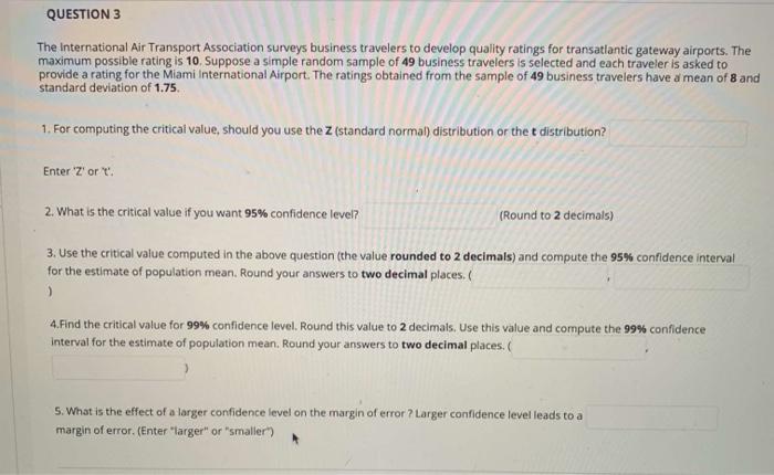 QUESTION 3 The International Air Transport