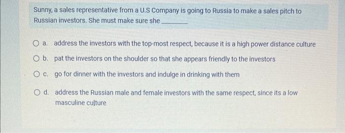 Sunny, a sales representative from a U.S Company