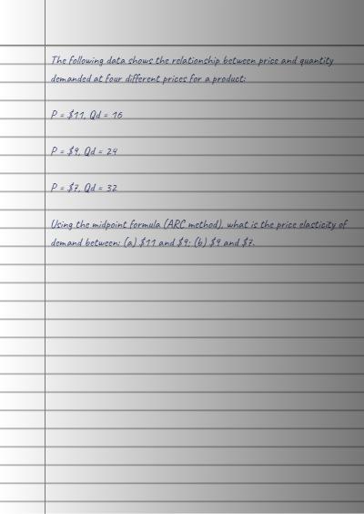 The following data shows the relationship between