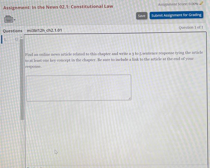 Assignment: In the News 02.1: Constitutional Law