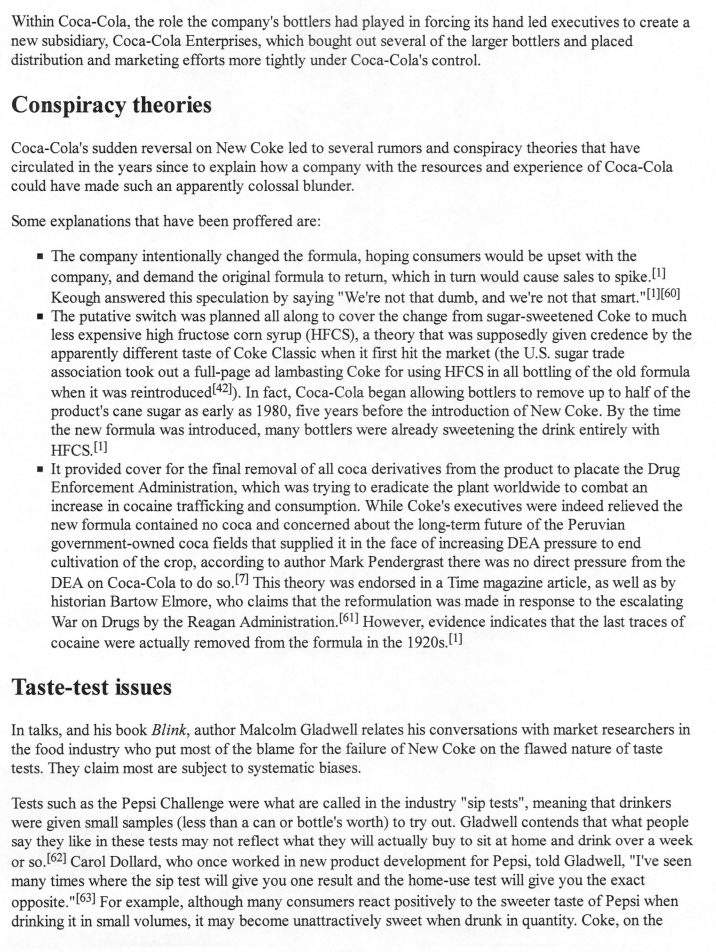 Assignment please Read Article New Coke - Write a