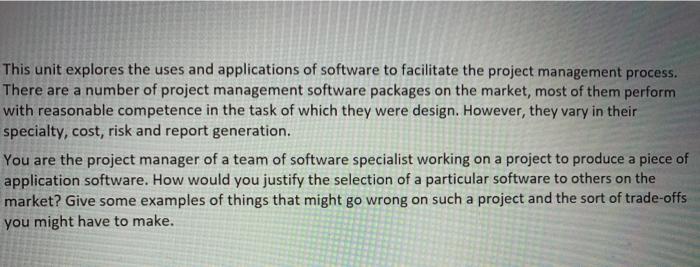 This unit explores the uses and applications of