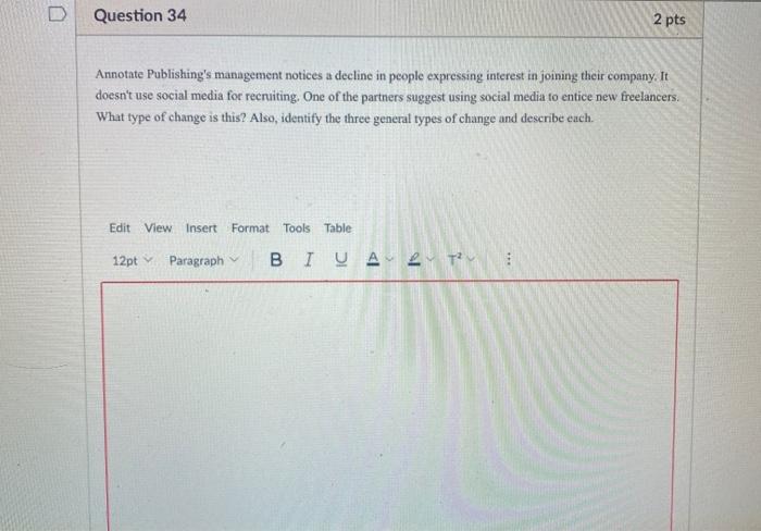 Question 34 2 pts Annotate Publishing's