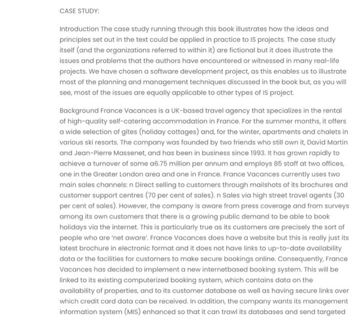 CASE STUDY: Introduction The case study running