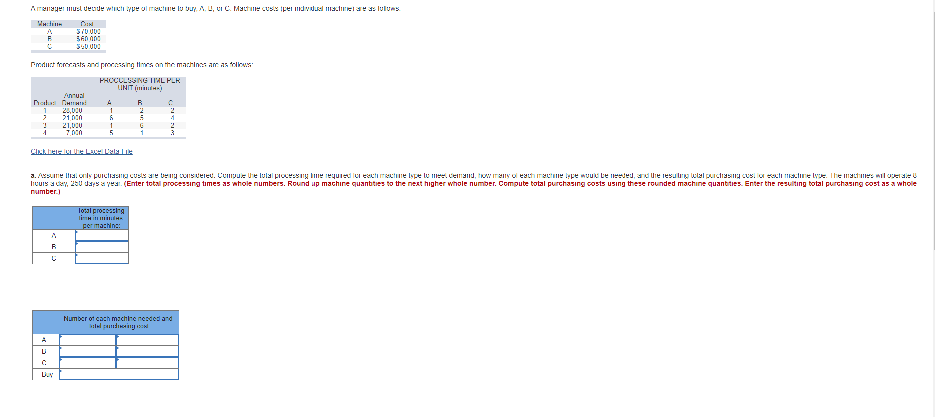 A manager must decide which type of machine to