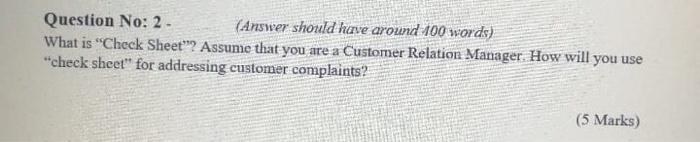 Total quality management Question No: 2 (Answer