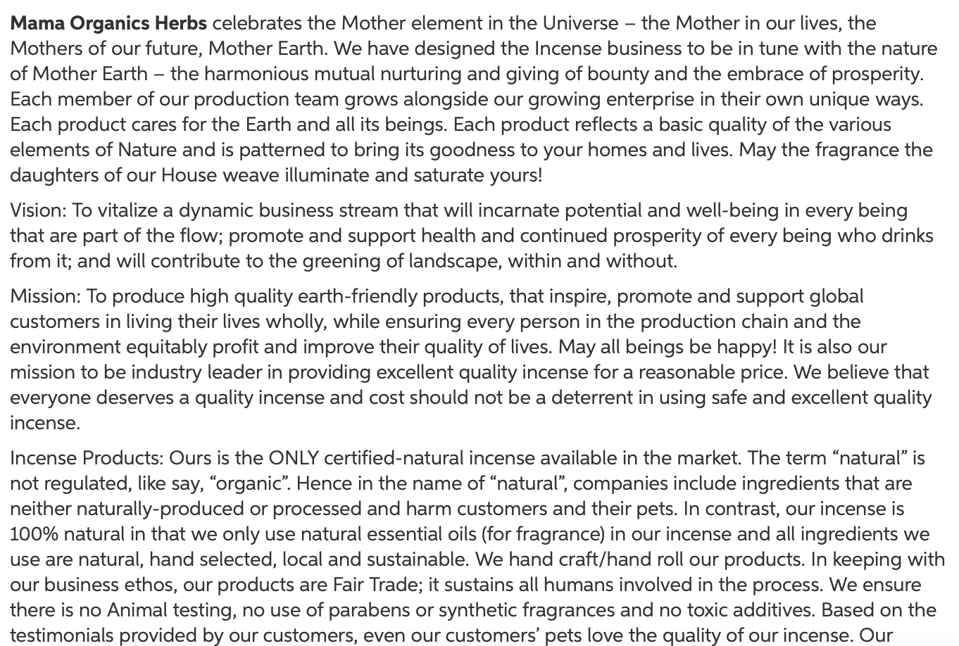 Question: What is the experience strategy of MaMa