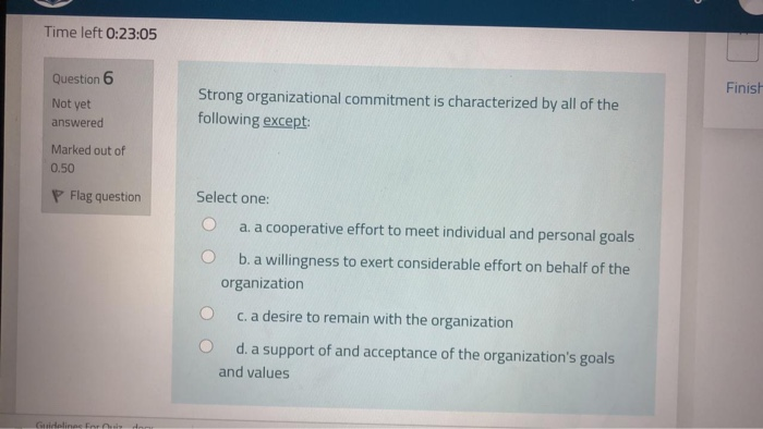 Time left 0:23:05 Question 6 Finish Not yet
