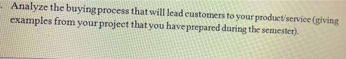 Small Business Management Analyze the buying