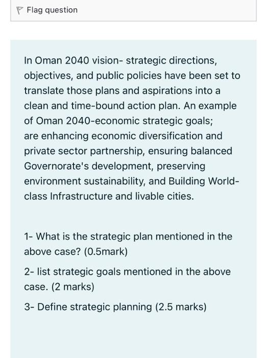 Flag question In Oman 2040 vision- strategic
