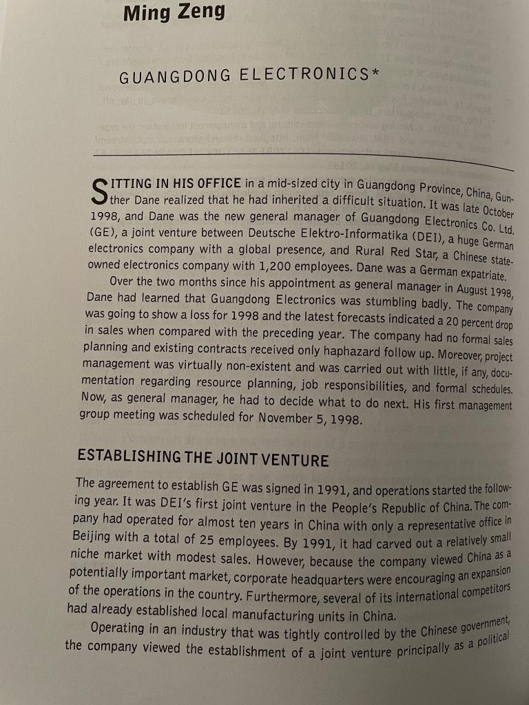 1. Dane knew that morale in the joint venture