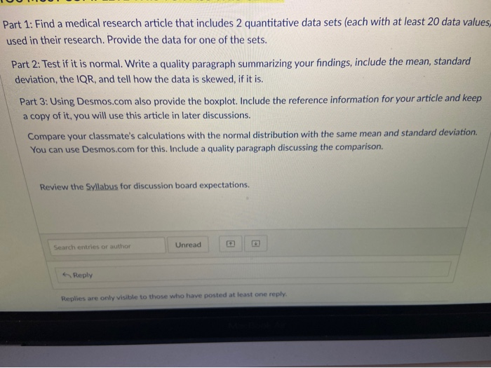 Part 1: Find a medical research article that