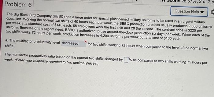 Problem 6 2 of 7 p Question Help The Big Black