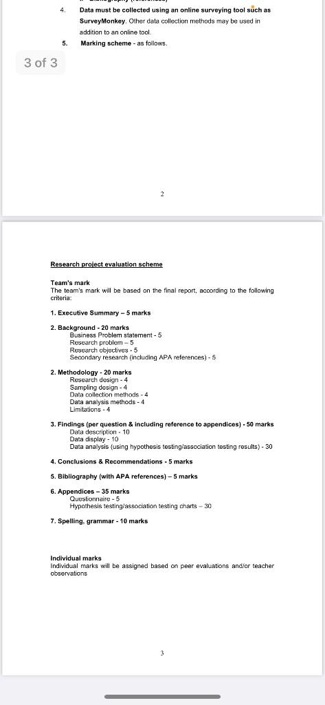 Data must be collected using an online surveying