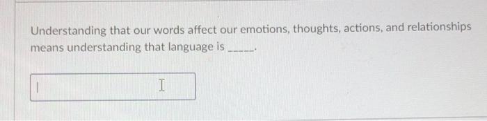 Understanding that our words affect our emotions,