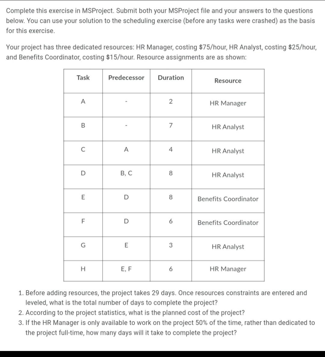 The information on the top table is used to solve