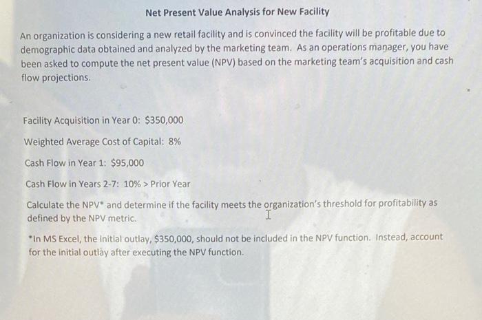 An organization is considering a new retail