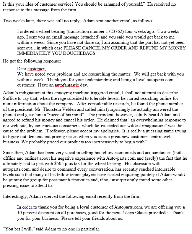 AutoParts Case: 1. List the three apparent