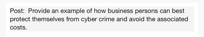 Post: Provide an example of how business persons