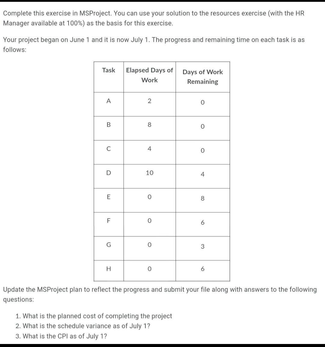 The information on the top table is used to solve