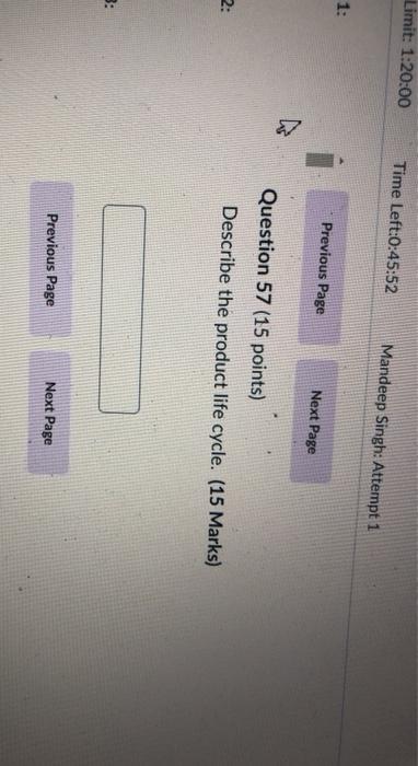 Limit: 1:20:00 Time Left:0:45:52 Mandeep Singh: