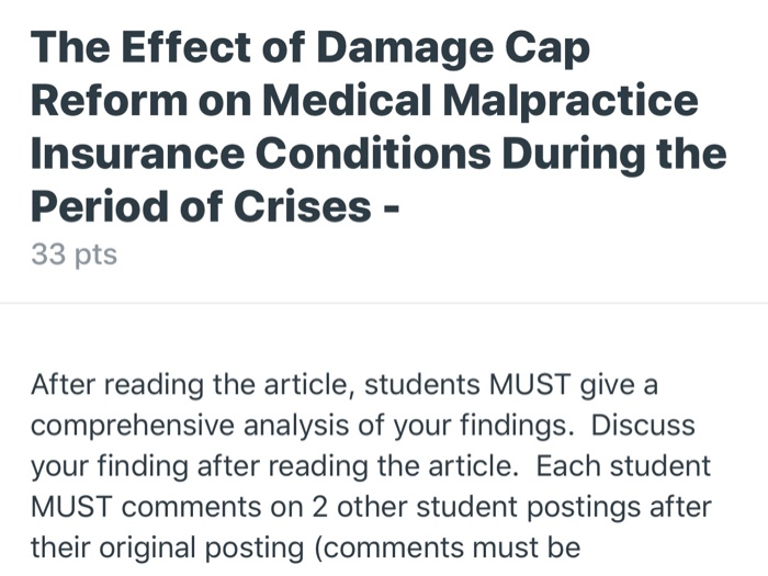 The Effect of Damage Cap Reform on Medical