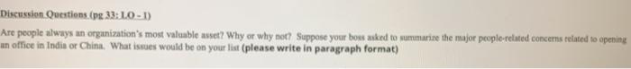 Discussion Questions. (pg 33:10 - 1) Are people