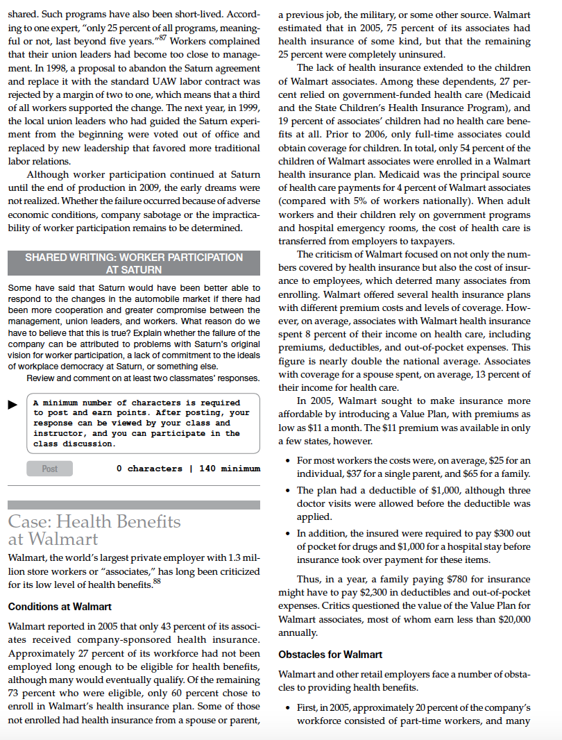 Do you believe that Wal-Mart's health insurance