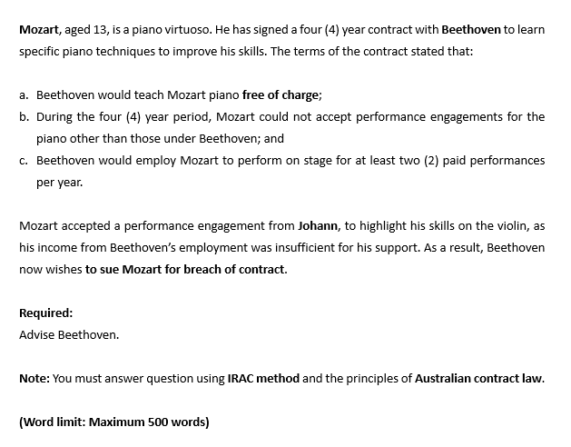 Mozart, aged 13, is a piano virtuoso. He has