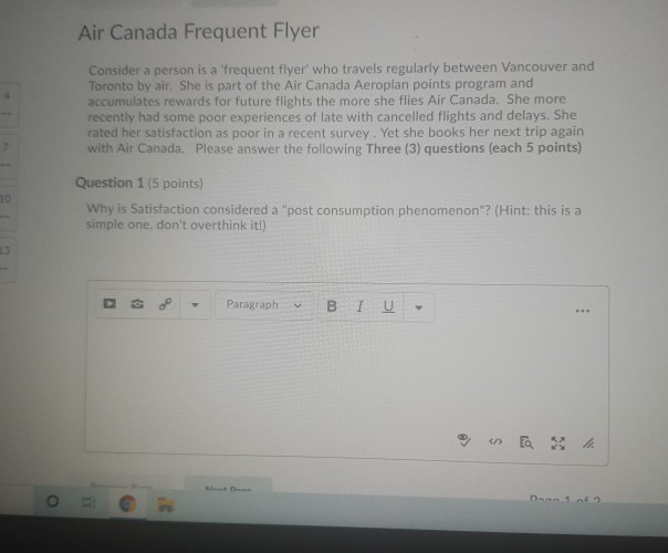 Air Canada Frequent Flyer Consider a person is a