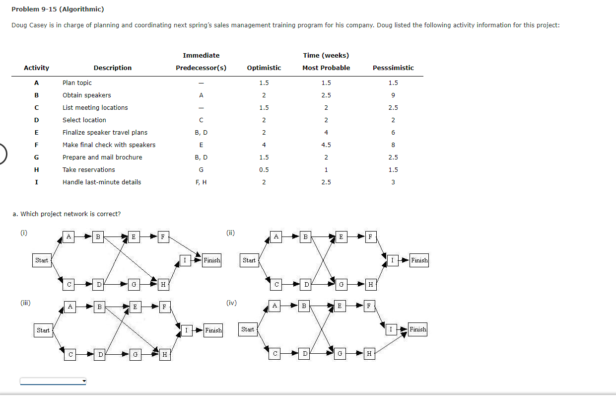Problem 9-15 (Algorithmic) Doug Casey is in