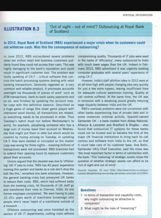 VERTICAL INTEGRATION ILLUSTRATION 8.3 "Out of