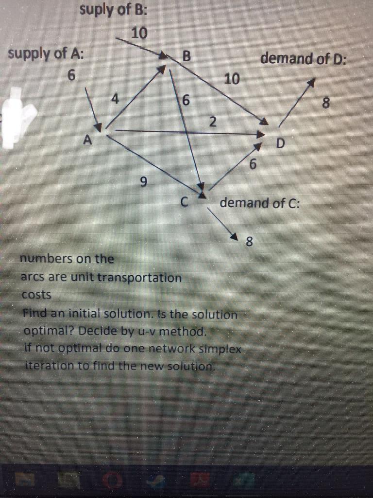 suply of B: 10 supply of A: 6 B. demand of D: 10