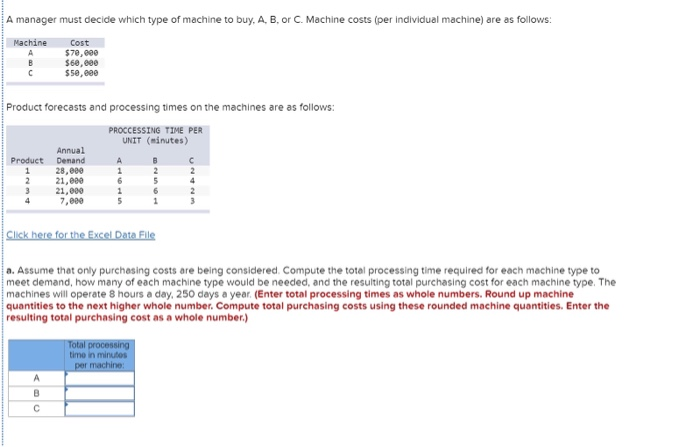 A manager must decide which type of machine to