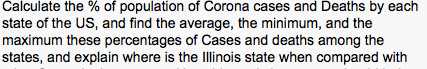 Calculate the % of population of Corona cases and