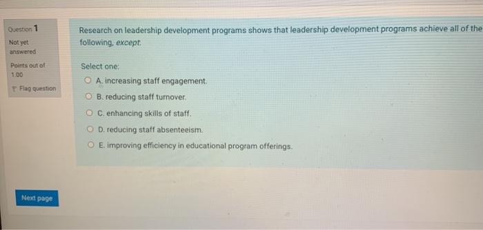 Question 1 Research on leadership development