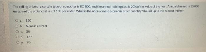 The selling price of a certain type of computer