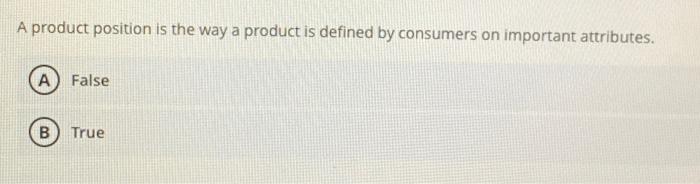 A product position is the way a product is