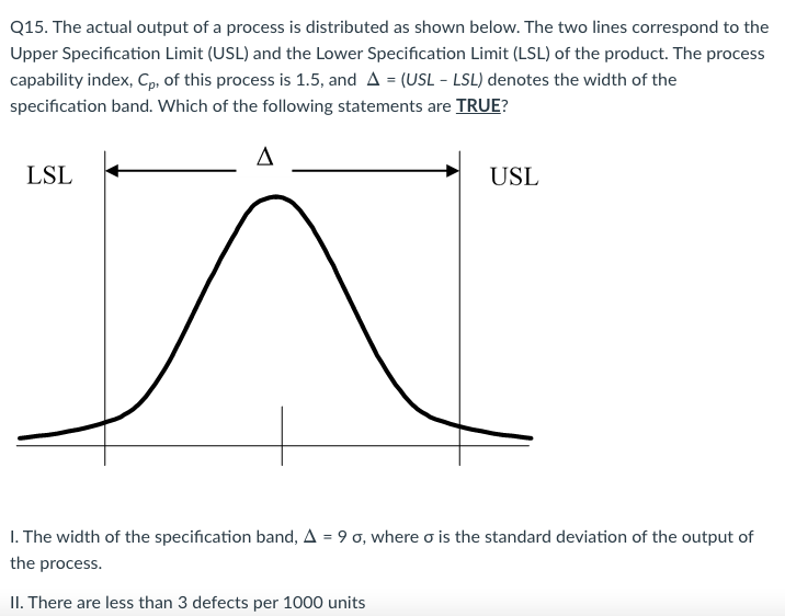 Q15. The actual output of a process is
