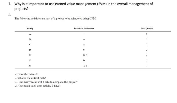 1. Why is it important to use earned value