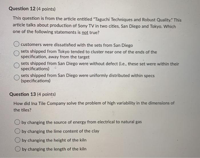 Question 12 (4 points) This question is from the