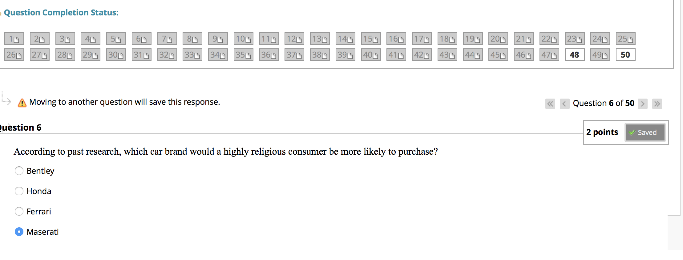 Remaining Time: 58 minutes, 46 seconds. Question