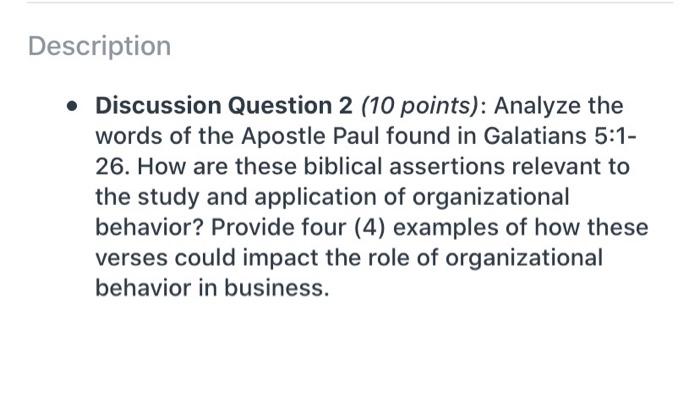 Description Discussion Question 2 (10 points):