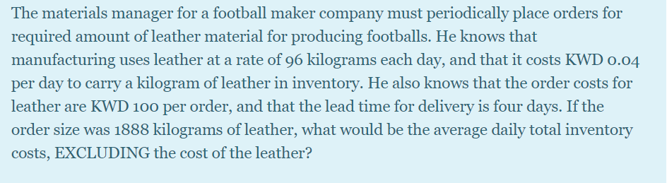 The materials manager for a football maker