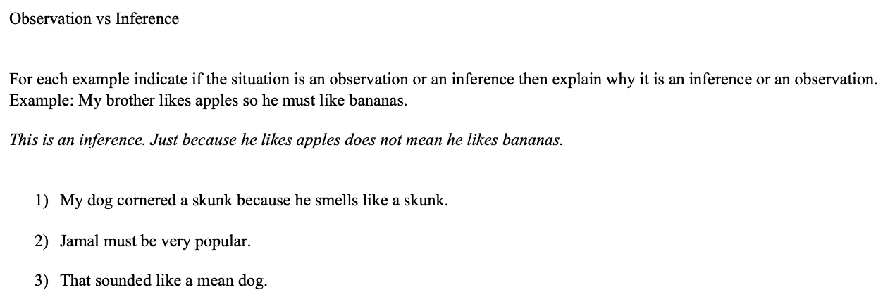 Question: For each example indicate if the