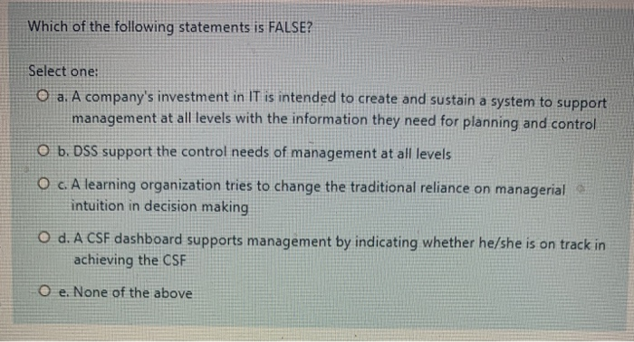 Which of the following statements is FALSE?