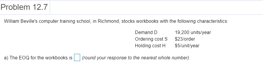 Problem 12.7 William Beville's computer training
