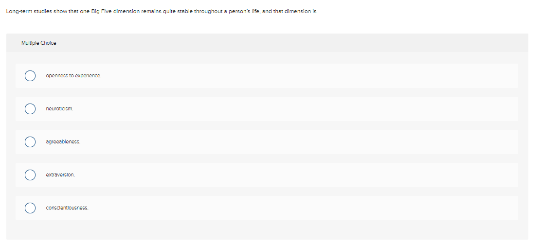 Long-term studies show that one Big Five