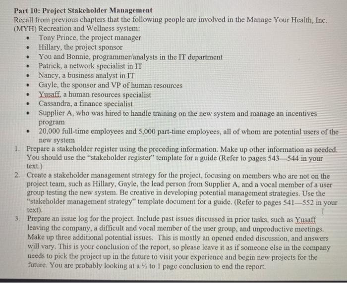 . . . . Part 10: Project Stakeholder Management